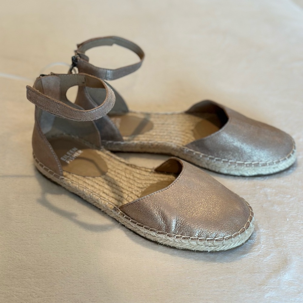 Eileen Fisher Lala Espadrille Flat in Light Gold Size 7.5